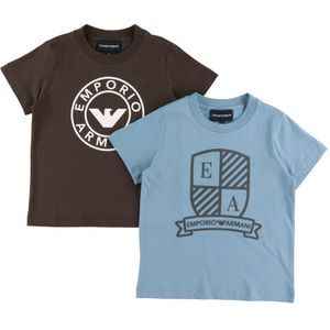 Emporio Armani T-Shirt - 2-pack - Blauw/Bruin m. Print - Emporio Armani - 10 jaar (140) - T-Shirts
