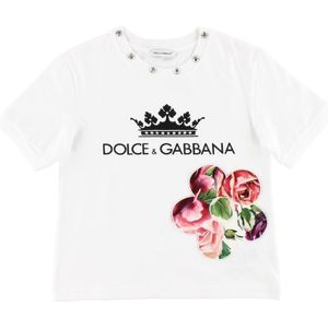 Dolce & Gabbana T-Shirt - Wit m. Bloem - Dolce & Gabbana - 5 jaar (110) - T-Shirts