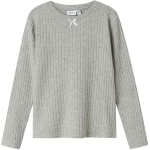 Name It Blouse - Rib - Polyster/Viscose - NkfOlene - Grey Melang - Name It - 7-8 jaar (122-128) - Shirts