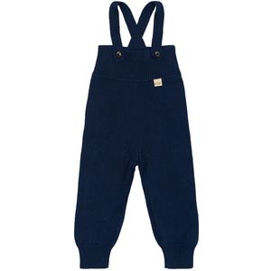 Petit Piao Broek m. Bretellen - PPDag - Gebreid - Navy - Petit Piao - 62 - Broeken - Katoen