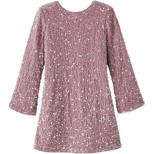 Pailletten Jurk - Cocktailjurk - Lange Mouwen - Ronde Hals - Regular Fit