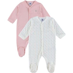 Petit Bateau Pyjamapak - 2-pack - Wit/Roze m. Harten/Strepen - Petit Bateau - 6 mnd - Pyjamapak