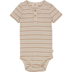 Wheat Romper s/s - Placket - Dusty Stripe - Wheat - 68 - Romper S/S