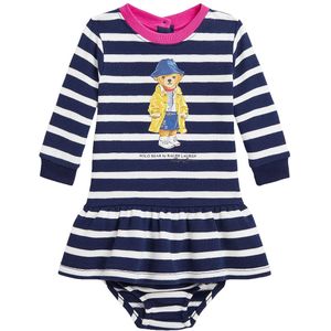 Polo Ralph Lauren Sweatjurk m. Bloomers - Navy/Wit Gestreept m.  - Polo Ralph Lauren - 2 jaar (92) - Jurk
