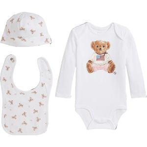 Polo Ralph Lauren Cadeaubox - Babyslabbetje/Muts/Romper l/s - Wi - Polo Ralph Lauren - 68 - Romper L/S