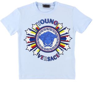 Young Versace T-Shirt - Lichtblauw m. Logo/Sterren - Versace - 10 jaar (140) - T-Shirts