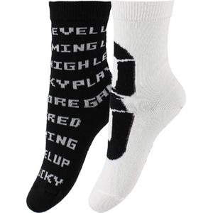 Molo Sokken - 2-pack - Norm - Wit/Zwart m. Tekst - Molo - 17/19 - Sokken