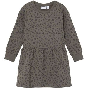 NAME IT MINI Baby Jurk NMFTEKKO met Panterprint Donkergrijs