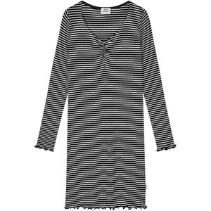 Mads Nørgaard Jurk - Rib - Viscose - Tikina - Black/Vanilla Ice - Mads Nørgaard - 10 jaar (140) - Jurk