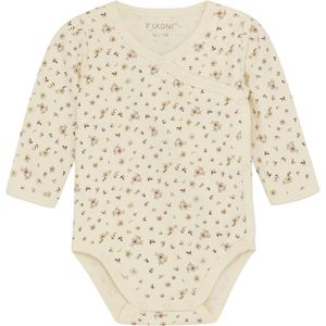 Fixoni Wikkelromper l/s - Shadow Grijs m. Bloemen - Fixoni - 44 - Romper L/S