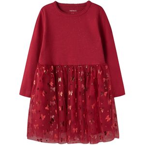 Jurk - Glitter - Ribgebreid - Lange Mouwen - Regular Fit