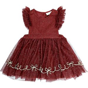 Hust and Claire Tule Jurk - HCKatinka - Teaberry m. Goud Glitter - Hust and Claire - 2 jaar (92) - Jurk