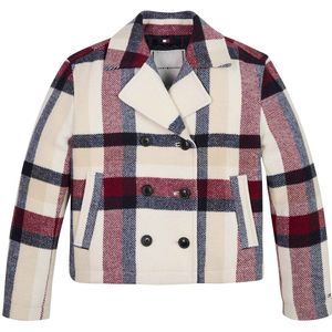 Tommy Hilfiger Jas - Controleer Peacoat - Crème Geruit met Navy/ - Tommy Hilfiger - 12 jaar (152) - Zomerjas