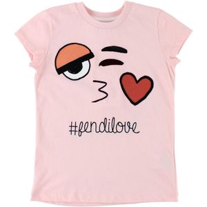 Fendi Kids T-Shirt - Roze m. Gezicht - Fendi - 5 jaar (110) - T-Shirts