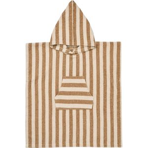Wheat Handdoek Poncho - Klein - Badstof - Cappuccino Stripe - Wheat - 1-2 jaar (80-92) - Babyhanddoek