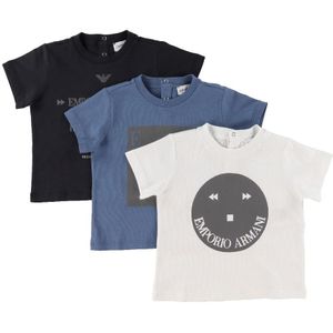 Emporio Armani T-Shirt - 3-pack - Blauw/Wit/Navy m. Reflex - Emporio Armani - 12 mnd - T-Shirts