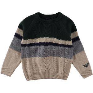 Emporio Armani Blouse - Viscose/Wol - Groen/Beige - Emporio Armani - 7 jaar (122) - Shirts