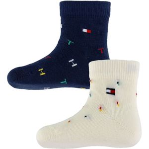 Tommy Hilfiger Sokken - 2-pack - Tommy Original/Wit m. Print - Tommy Hilfiger - 15/18 - Sokken
