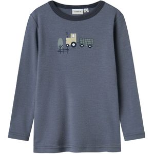 Name It Blouse - Wol - NmmWillit - Folkstonegrijs/Tractor - Name It - 2 jaar (92) - Shirts