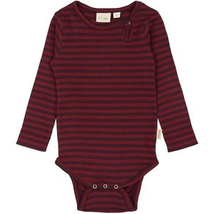 Petit Piao Romper l/s - Rib - Modaal - Dark Grape/Fiets Rood - Petit Piao - 56 - Romper L/S