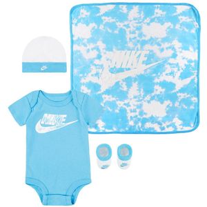 Nike Cadeaubox - Romper s/s/Muts/Sokken/Deken - Oostzee Blue - Nike - 6-12 mnd - Romper S/S