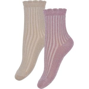 Minymo Sokken - 2-pack - Donker Orchid m. Glitter - Minymo - 15/18 - Sokken