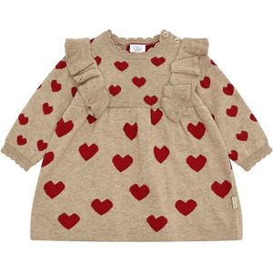 Hust and Claire Jurk - Gebreid - HCCristel - Biscuit m. Hartjes - Hust and Claire - 1 jaar (80) - Jurk