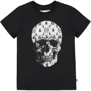 Philipp Plein T-Shirt - Stenen Schedel - Zwart m. Wit/Strass - Philipp Plein - 12 jaar (152) - T-Shirts