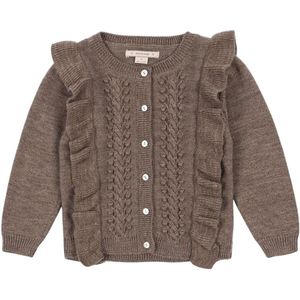 Konges Sløjd Cardigan - Wol - Gebreid - Viool Frill - Bruin Gevl - Konges Sløjd - 1 jaar (80) - Cardigan