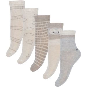 Minymo Sokken - 5-pack - Grijs Gevlekt/Beige m. Print - Minymo - 15/18 - Sokken