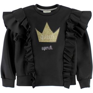 Fendi Kids Blouse - Zwarte m. Rushes/Gouden kroon - Fendi - 6 jaar (116) - Shirts