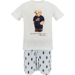 Polo Ralph Lauren Pyjama set - Wit/Blauw m. Knuffel - Polo Ralph Lauren Acc - 12 jaar (152) - Pyjama - Tweedelig