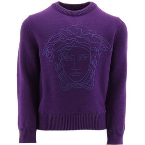 Versace Blouse - Wol - Paars m. Logo - Versace - 8 jaar (128) - Shirts