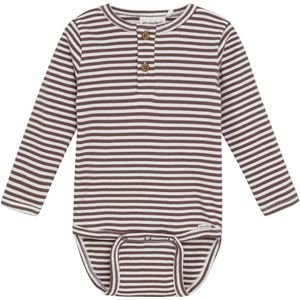 Minymo Romper l/s - Rib - Chocolate Chip - Minymo - 56 - Romper L/S