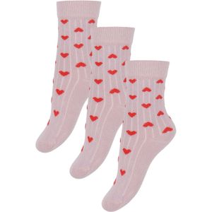 Minipop Sokken - Rib - Bamboe - 3-pack - Rose Heart - MiniPop - 19/22 - Sokken