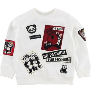Dolce & Gabbana Sweatshirt - Wit m. Patches - Dolce & Gabbana - 8 jaar (128) - Sweatshirt
