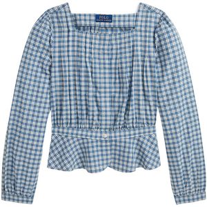 Polo Ralph Lauren Overhemdblouse - Hemingway - Dusty Blauw/witte - Polo Ralph Lauren - 7 jaar (122) - Overhemd