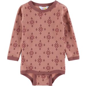 Joha Romper l/s - Wol/Katoen - Rose m. Sneeuwvlokken - Joha - 50 - Romper L/S
