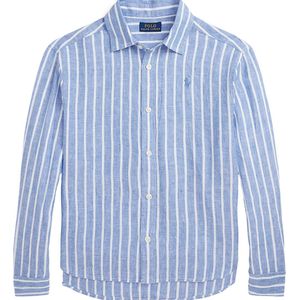 Polo Ralph Lauren Overhemd - Lismore - Linnen - Blauw/Wit Gestre - Polo Ralph Lauren - 7 jaar (122) - Overhemd