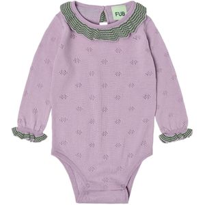 FUB Romper l/s - Ruffle - Gebreid - Wol - Iris m. Pointelle - FUB - 1½ jaar (86) - Romper L/S