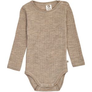 Müsli Romper l/s - Rib - Wol - Conditioner Melange - Müsli - 1 jaar (80) - Romper L/S