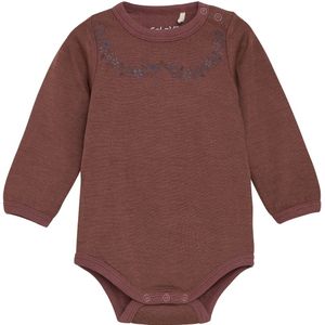 CeLaVi Romper l/s - Wol - Kastanjebruin m. Print - CeLaVi - 100 - Romper L/S
