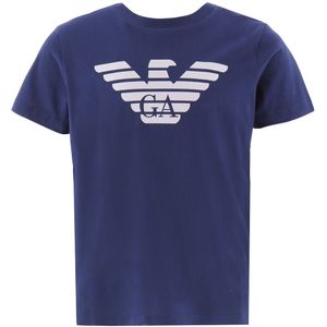 Emporio Armani T-Shirt - Blauw/Wit m. Logo - Emporio Armani - 6 jaar (116) - T-Shirt