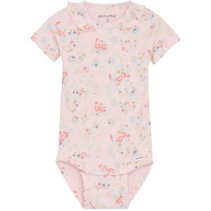 Minymo Romper s/s - Viscose/Katoen - Rib - Rozenkwarts - Minymo - 50 - Romper S/S