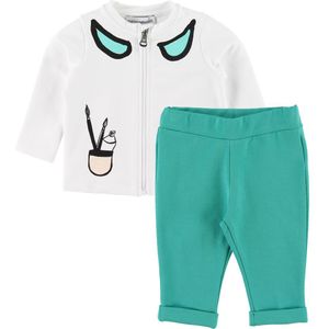 Emporio Armani Set - Cardigan/Joggingbroek - Wit/Turquoise m. Kw - Emporio Armani - 1 jaar (80) - Cardigan