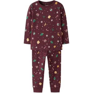 Name It Pyjama set - 2-delig - NmnVismas - Burgundy/Kerstmis - A - Name It - 2 jaar (92) - Pyjama - Tweedelig