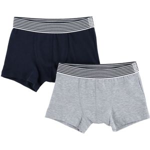 Petit Bateau Boxershorts - 2-pack - Navy/Grijs Gevlekt - Petit Bateau - 12 jaar (152) - Boxershorts