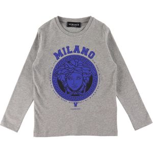 Versace Blouse - Medusa - Grijs Gevlekt/Blauw - Versace - 6 jaar (116) - Shirts