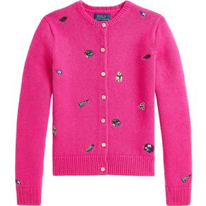 Polo Ralph Lauren Cardigan - Wol - Hogeschool Roze m. Borduurwer - Polo Ralph Lauren - 12-14 jaar (152-164) - Cardigan