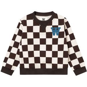 Wood Wood Sweatshirt - Wortel Kids Geruit - Off-White/Black Coff - Wood Wood - 5-6 jaar (110-116) - Sweatshirt